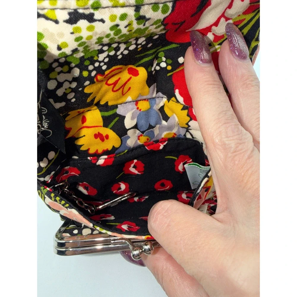 Vera Bradley Provencal Floral Quilted Kisslock Trifold Wallet ID Window ID Case